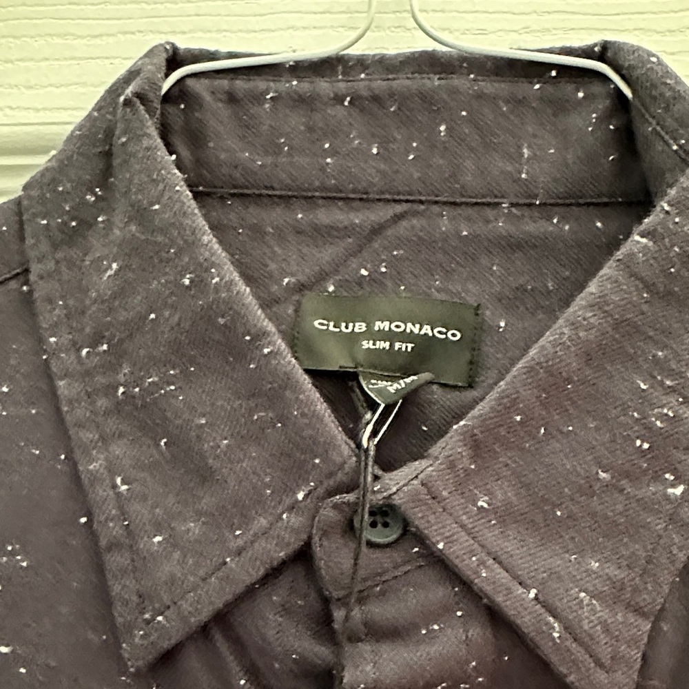Club Monaco Men's Speckled Button Down Shirt - Charcoal